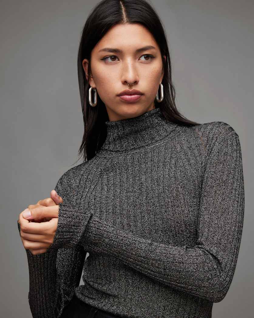 Juliette Roll Neck Slim Metallic Jumper