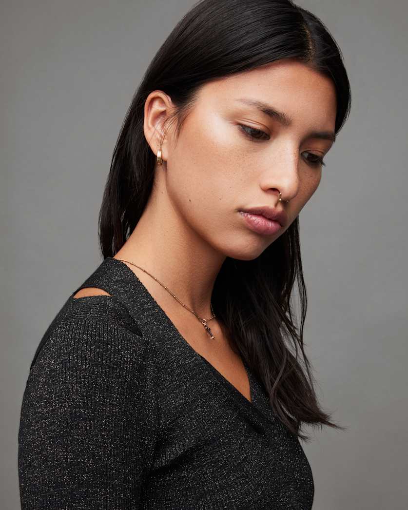 Chara Ribbed Bodycon V-Neck Jumper