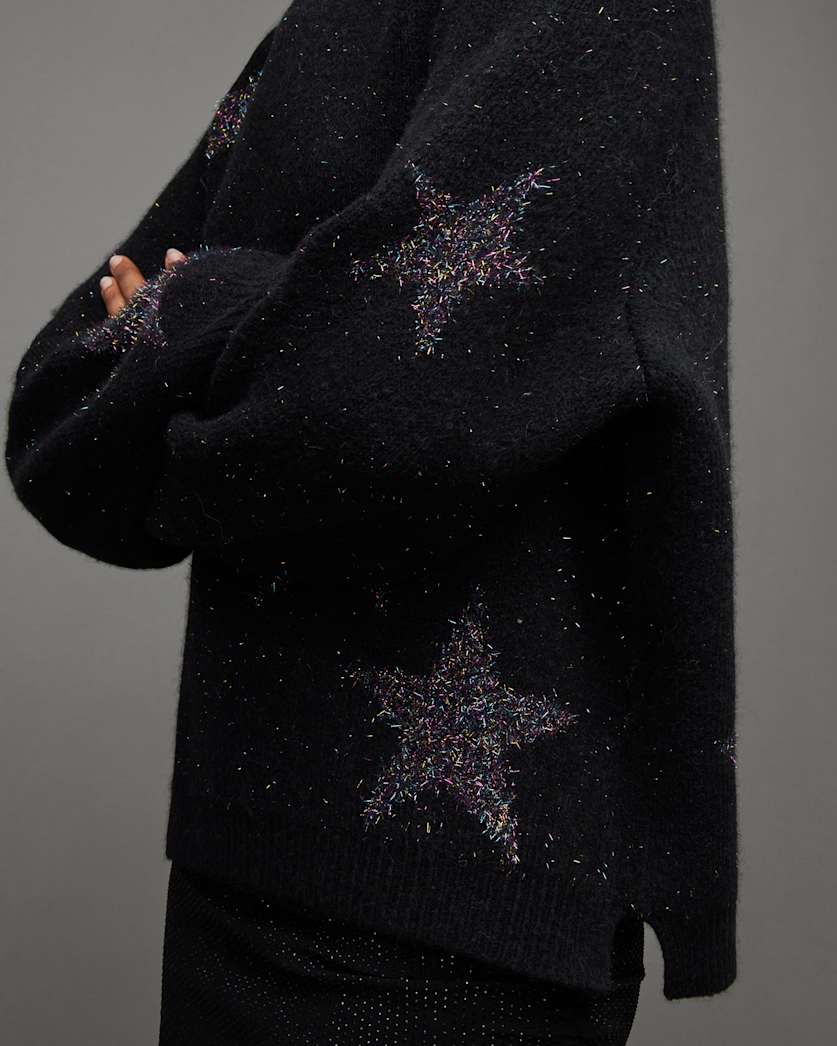 Star Rainbow Tinsel Brushed Jumper