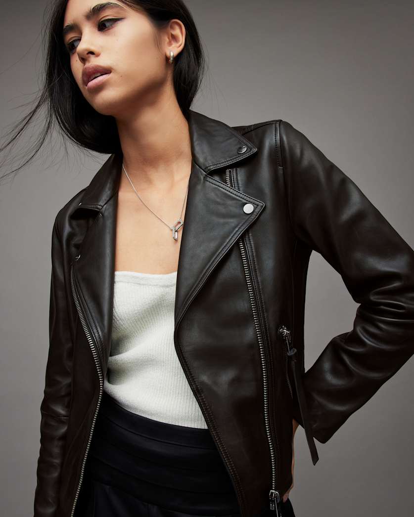 Dalby Slim Fit Leather Biker Jacket