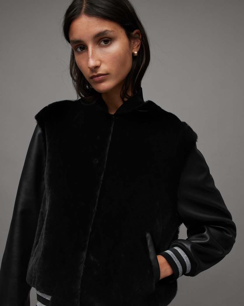 Margot Shearling Baseball Jacket