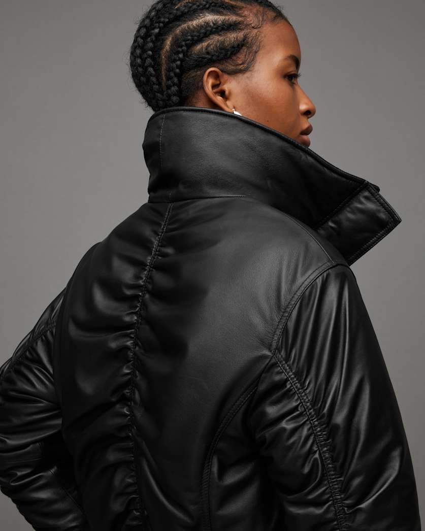 Sloane Padded Leather Bomber Jacket