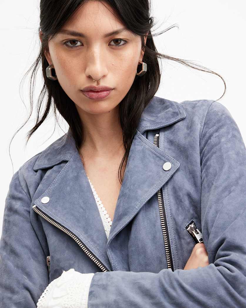 Dalby Slim Fit Cropped Leather Biker Jacket