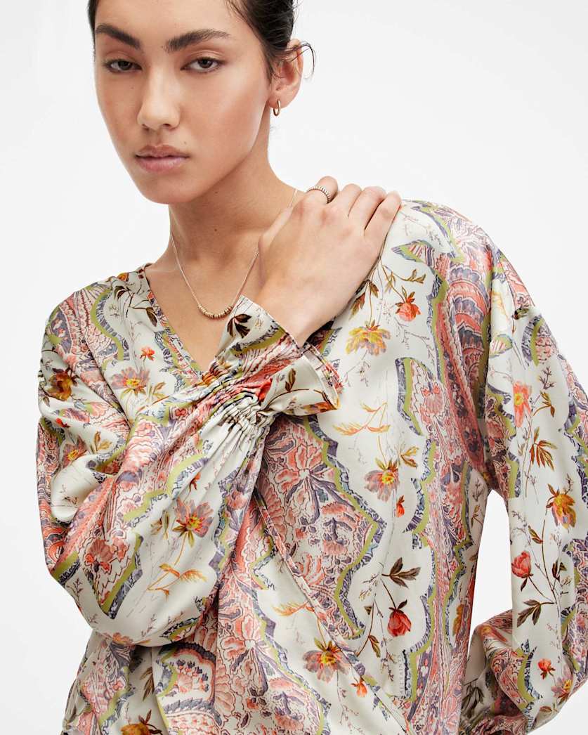 Penny Wrap Over Paisley Print Shirt