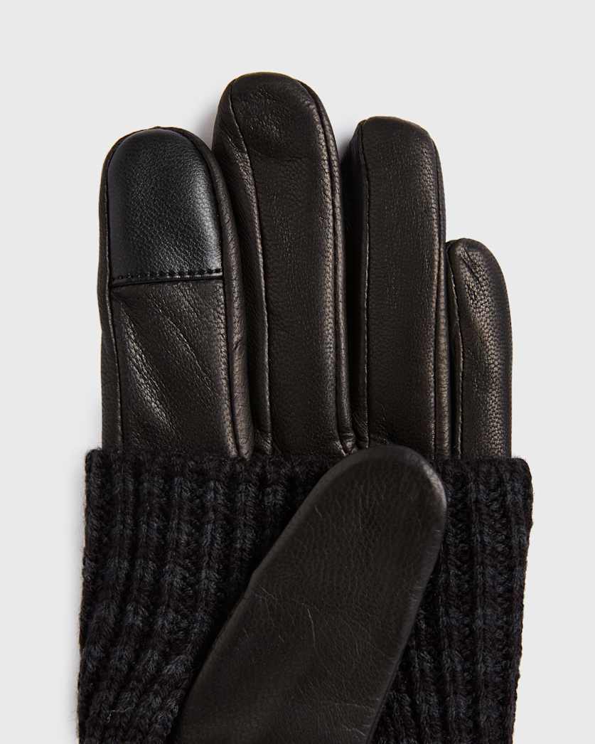 Stripe Cuff Leather Gloves