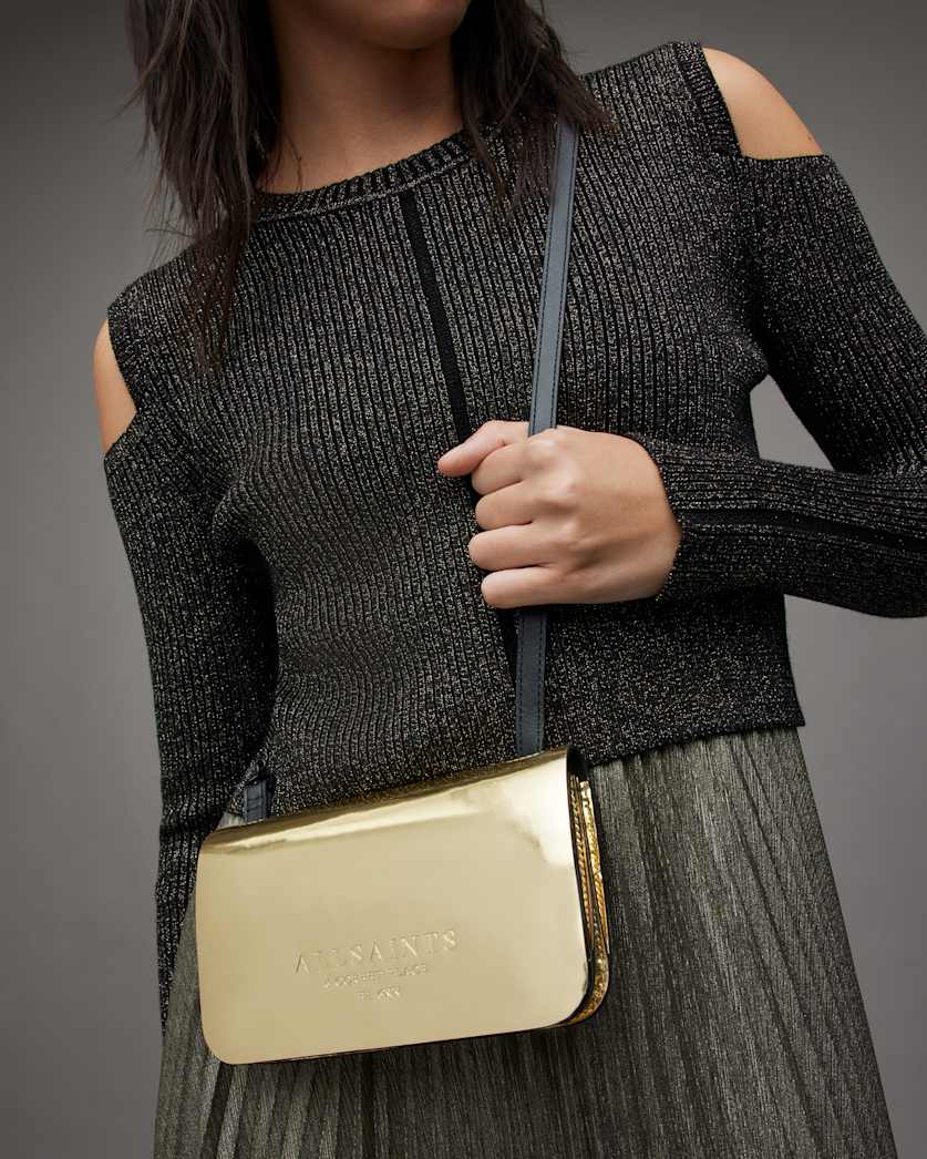 Ludivine Metallic Leather Crossbody Wallet