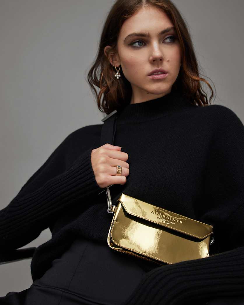 Zoe Metallic Leather Crossbody Bag