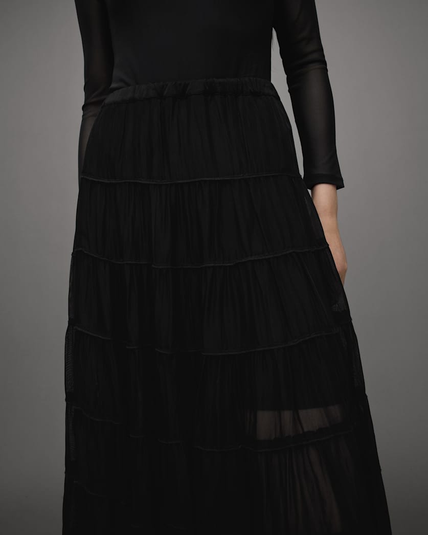 Eva Elasticated Waist Tiered Maxi Skirt