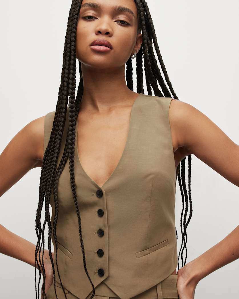 Deri Lyn Linen Blend Waistcoat
