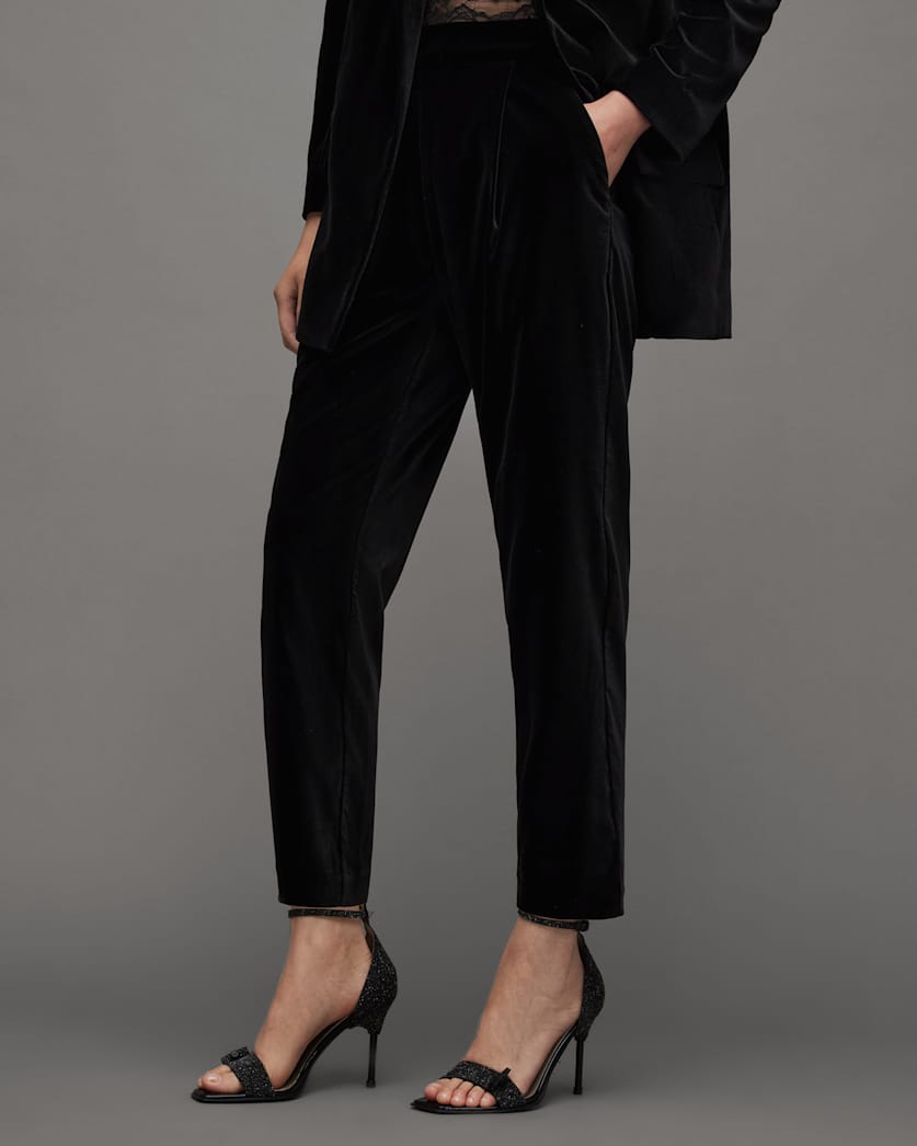 Aleida Mid-Rise Tapered Velvet Trousers
