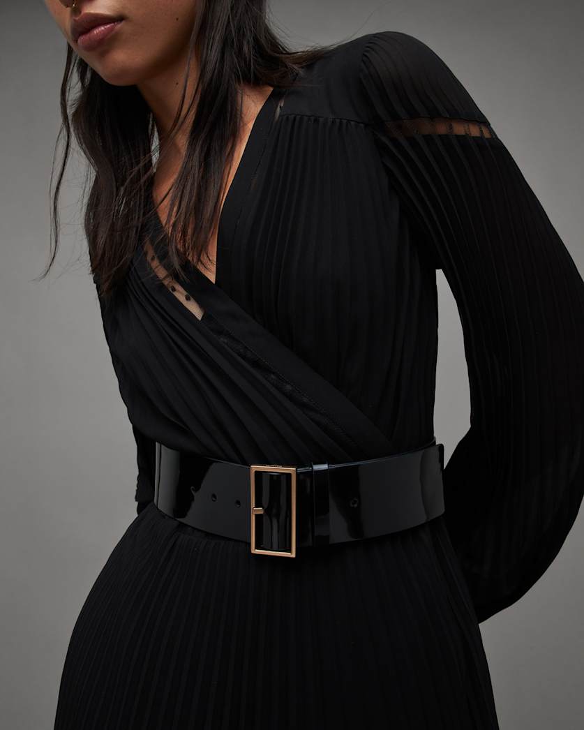 Laila Patent Leather Wide Waist Belt