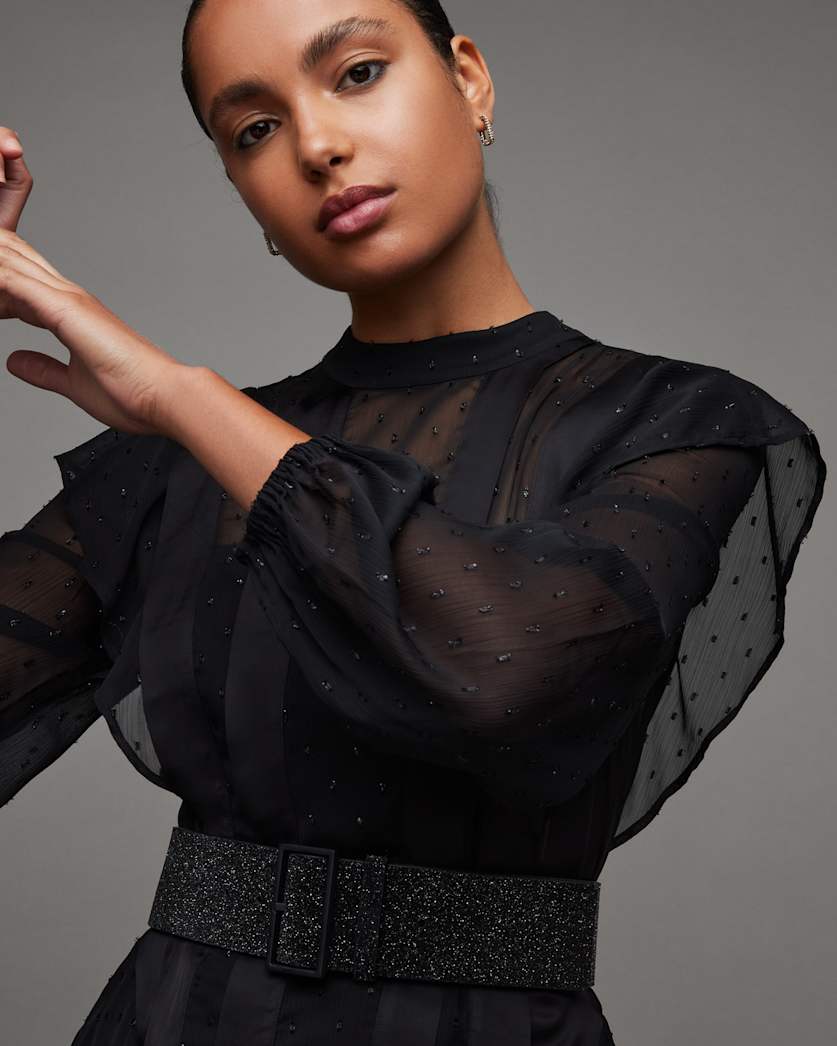 Mary Sparkle Leather Wide Waist Belt