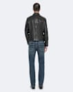 Alkan Zip Up Two Tone Leather Jacket