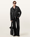 Milo Asymmetric Zip Leather Biker Jacket