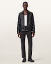 Alkan Zip Up Two Tone Leather Jacket