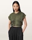 Mira Cropped Satin Drawcord T-Shirt