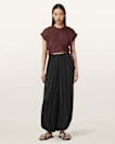Mira Cropped Satin Drawcord T-Shirt
