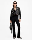 Elora Cropped Slim Leather Biker Jacket