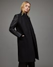 Sidney Leather Sleeve Cashmere Mix Coat