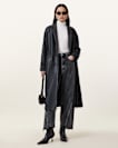 Aire Long Line Leather Coat