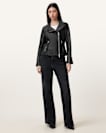 Ellis Leather Funnel Neck Biker Jacket