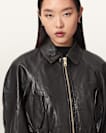 Anouk Cropped Leather Bomber Jacket