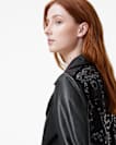 Billie Pearl Embellished Leather Biker Jacket