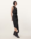 Abi Lace Trim Draped Midi Dress