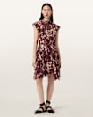 Fleur Printed Asymmetric Mini Dress