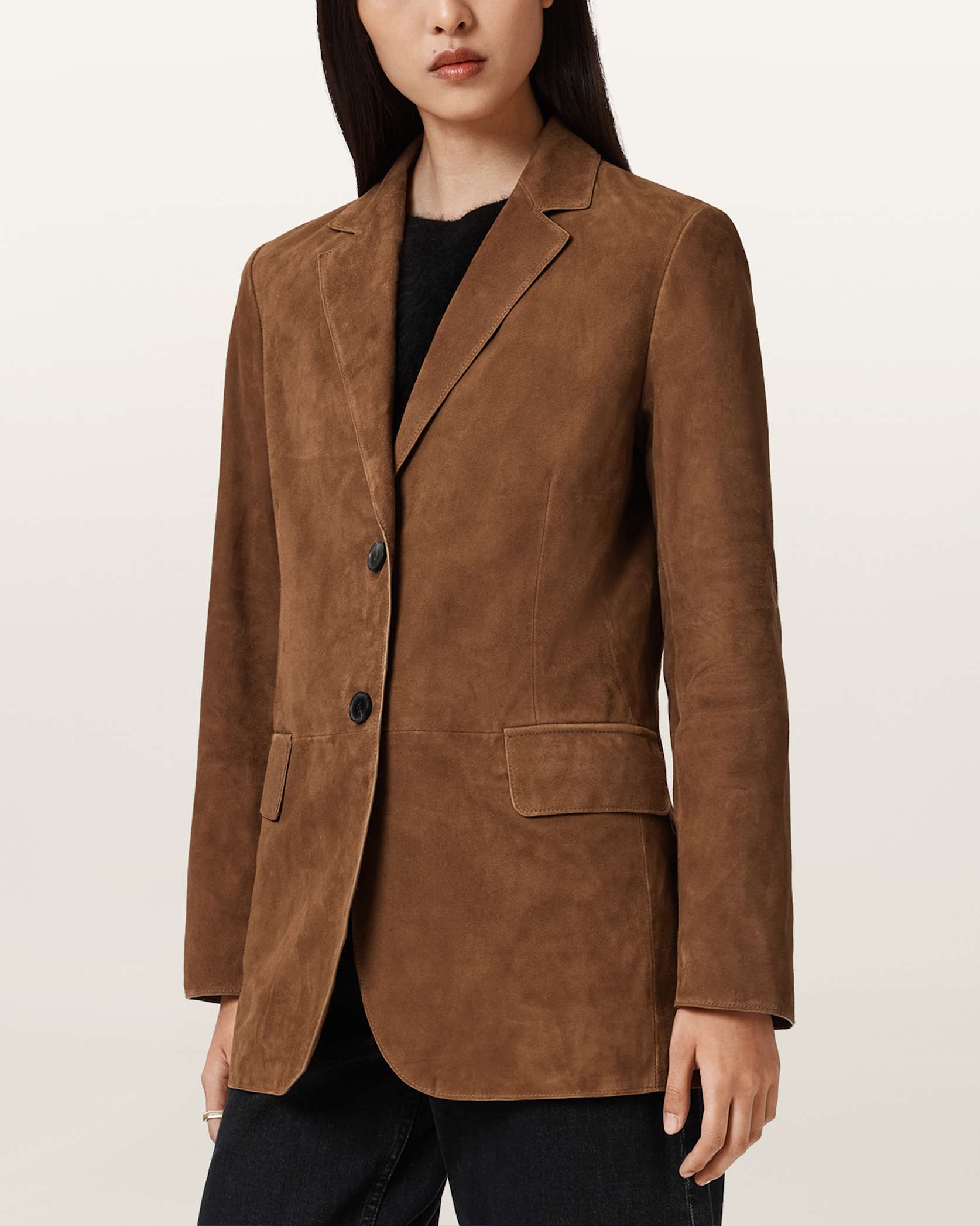 mid-range structured suede blazer for women