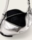 Half Moon Metallic Leather Crossbody Bag