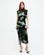 Isa Silk Blend Camo Print Midi Dress