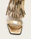 Paola Fringed Metallic Leather Heeled Sandals