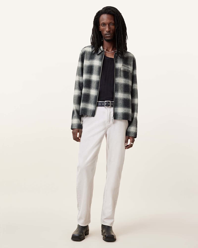 Ellis Checked Embroidered Zip Up Jacket