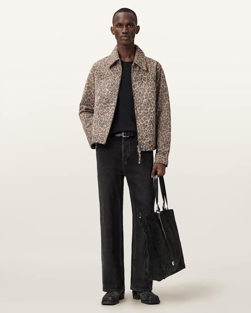 Dellcot Leopard Print Suede Jacket