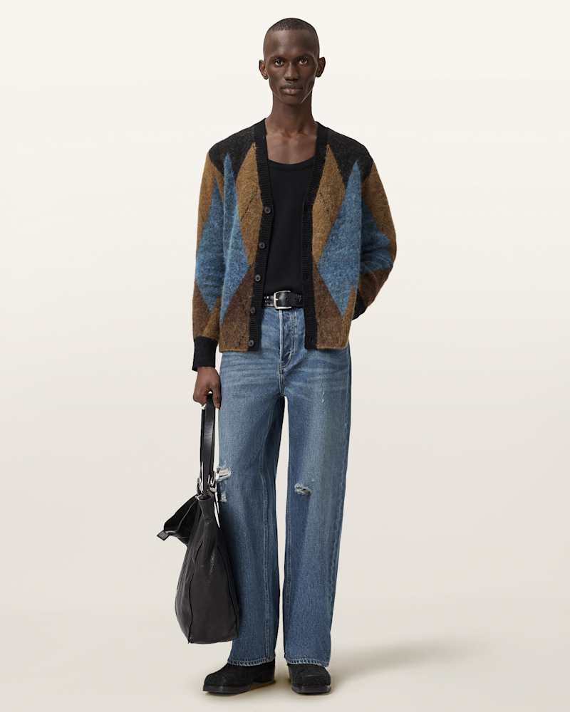 Bernie Oversized Argyle Cardigan