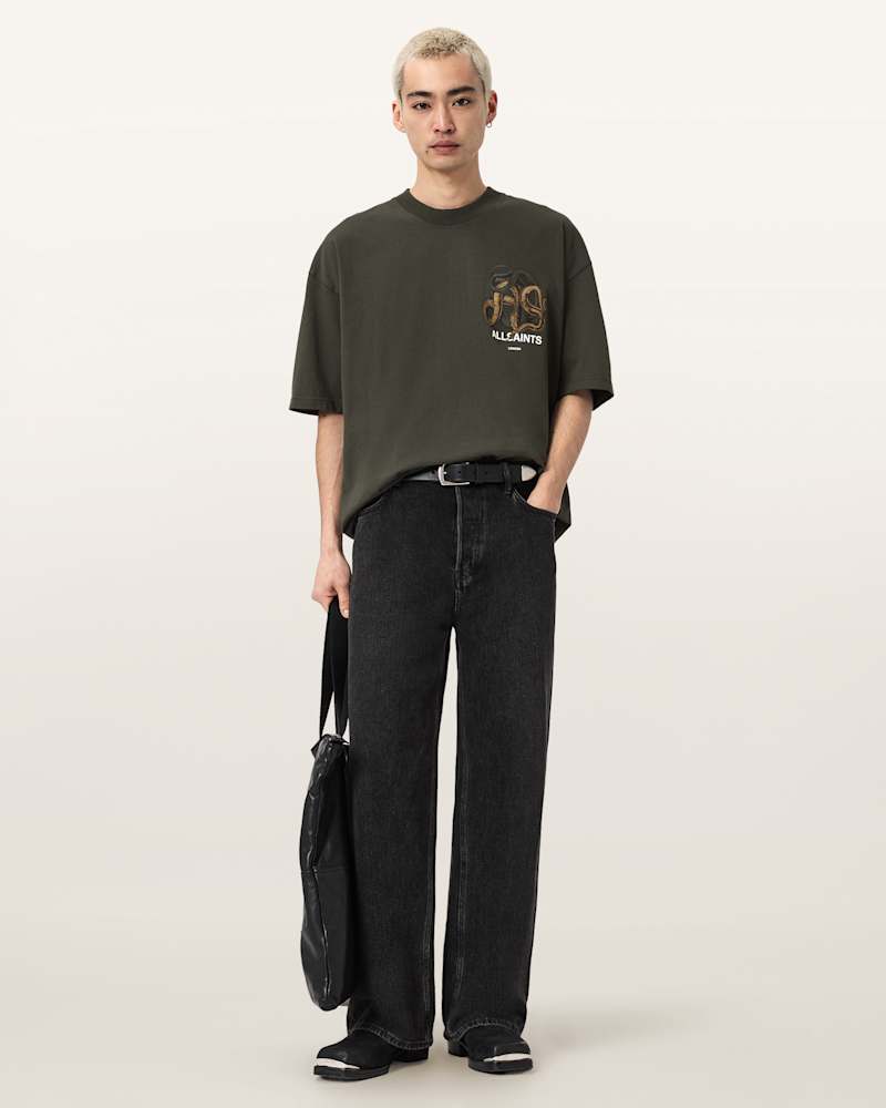 Reticulate Oversized Graphic Snake Print T-Shirt