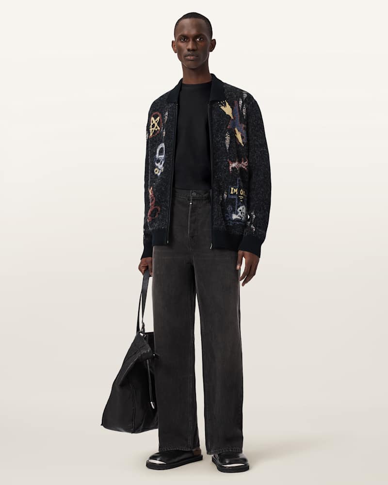 Meller Zip Up Jacquard Cardigan