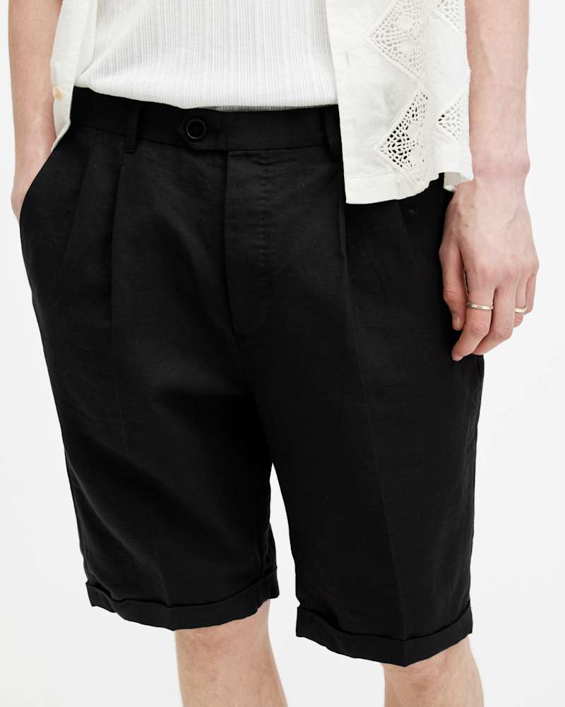 Ora Tallis Linen Blend Slim Fit Shorts