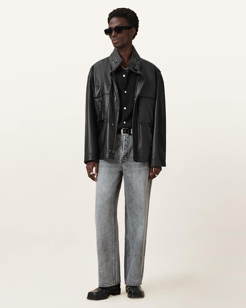 Halton Funnel Collar Leather Jacket