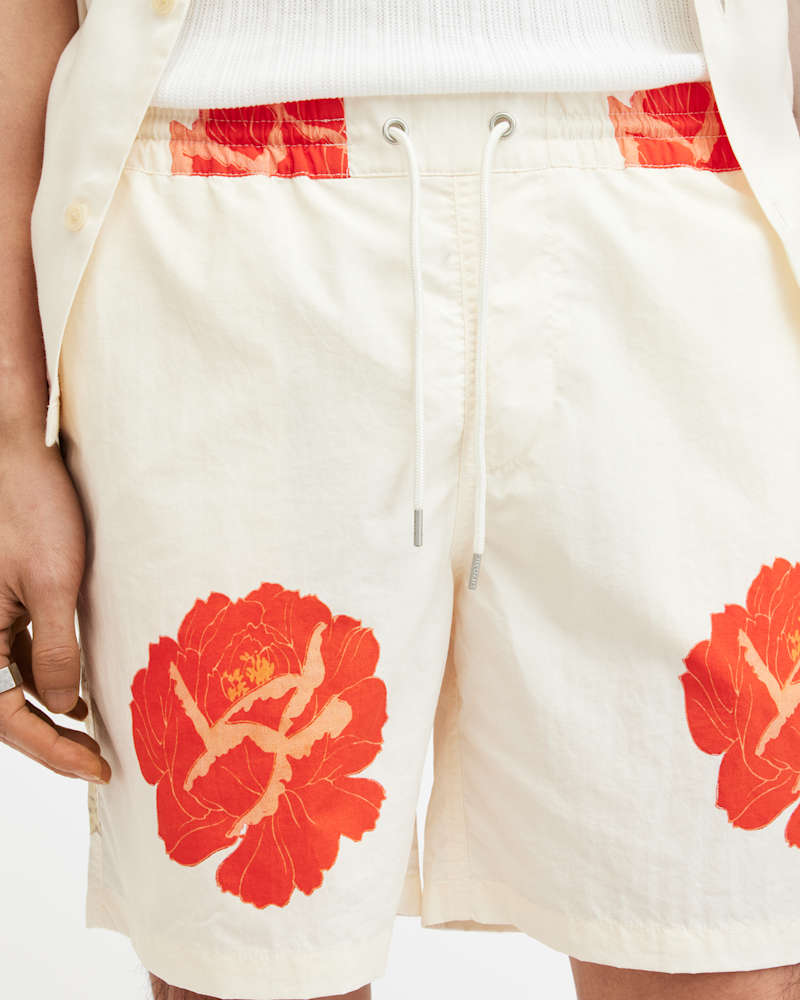Roze Slim Floral Print Swim Shorts