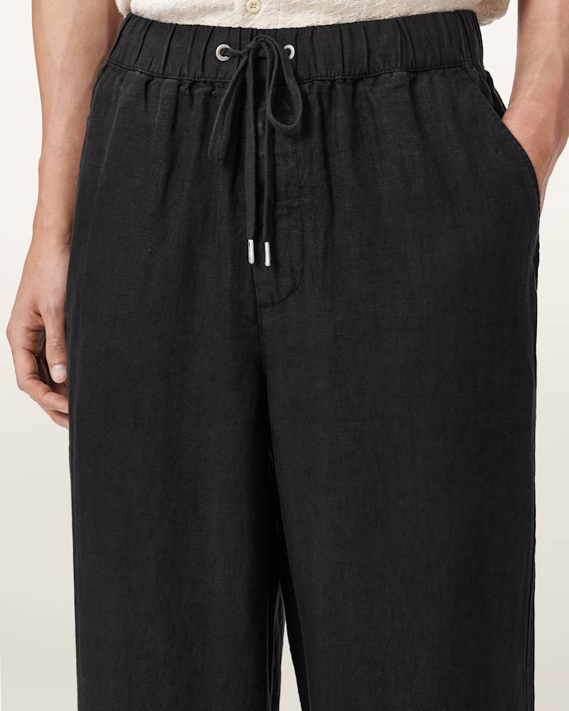 Sharp Straight Leg Linen Trousers
