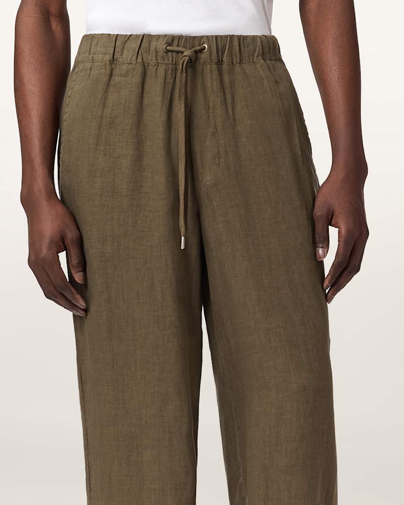 Sharp Straight Leg Linen Trousers