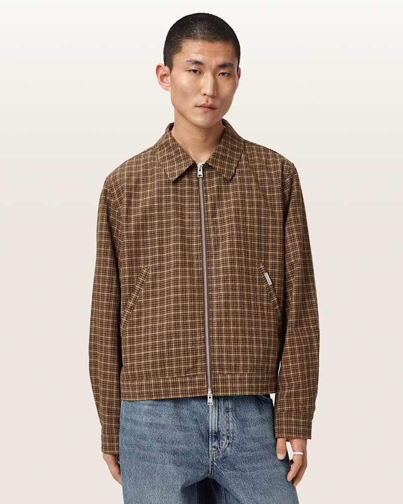 Lakeshaw Relaxed Fit Linen Blend Check Jacket