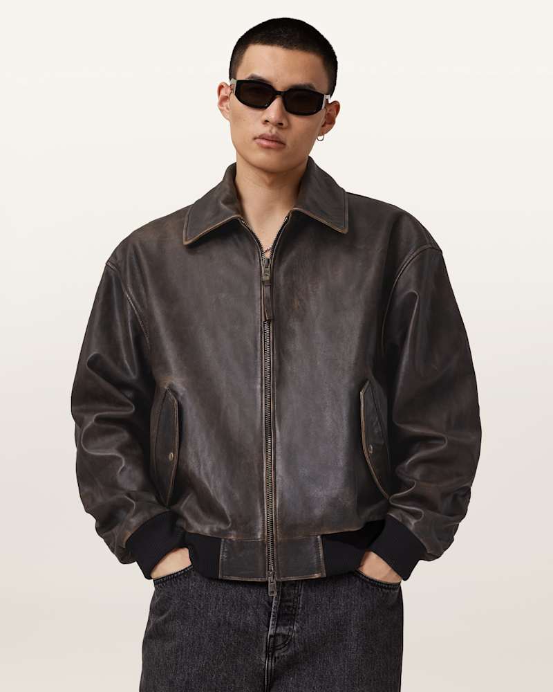 Marco Oversized Leather Bomber Jacket