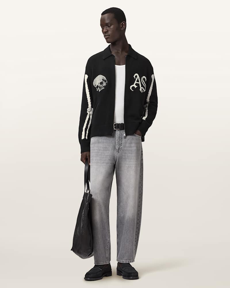 Adrian Zip Up Embroided Knitted Cardigan