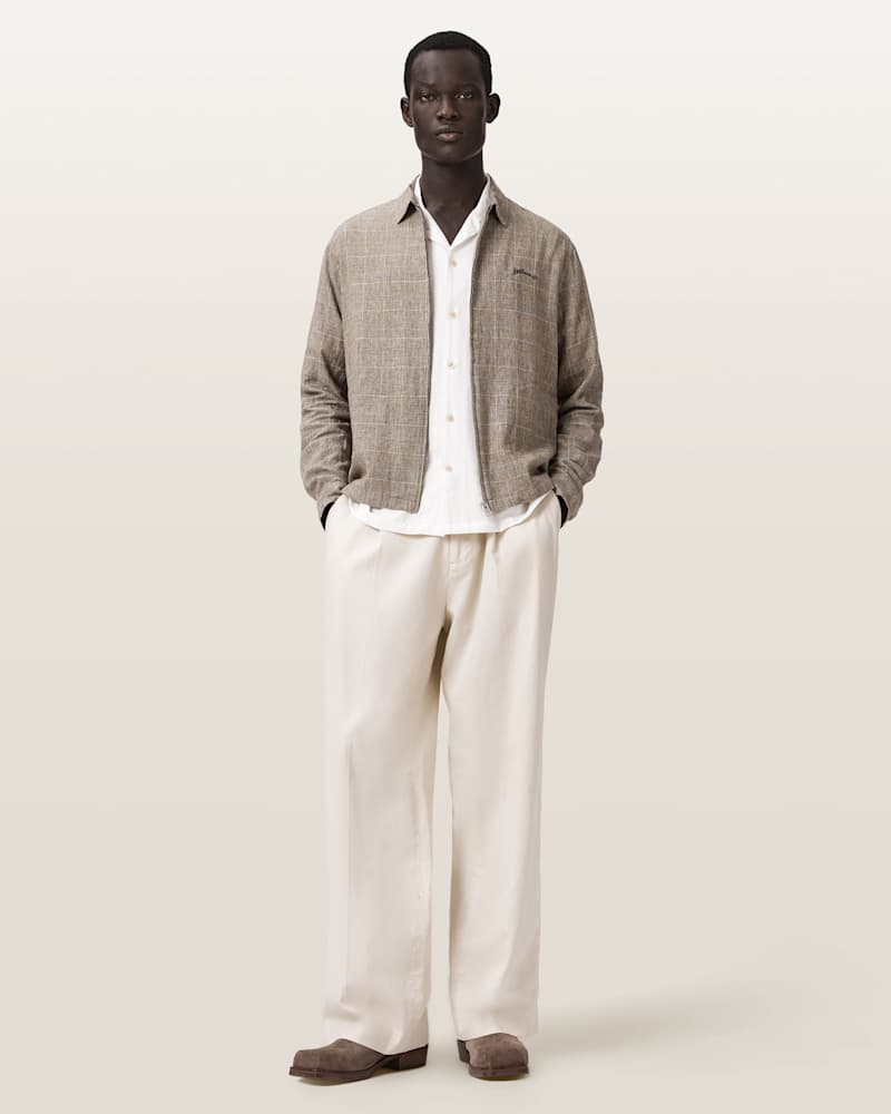 Keal Linen Blend Embroidered Check Jacket