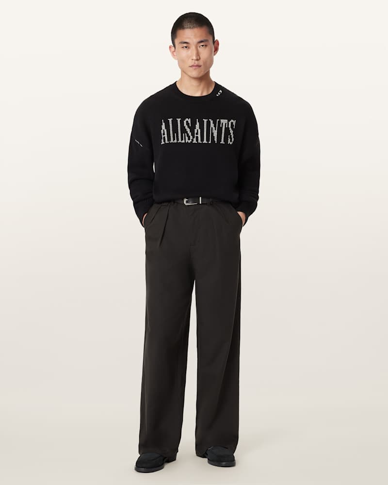 Crossed Oversized Crew Neck Embroidered Jumper