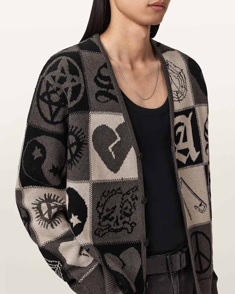 Barker Jacquard Cotton Knit Cardigan
