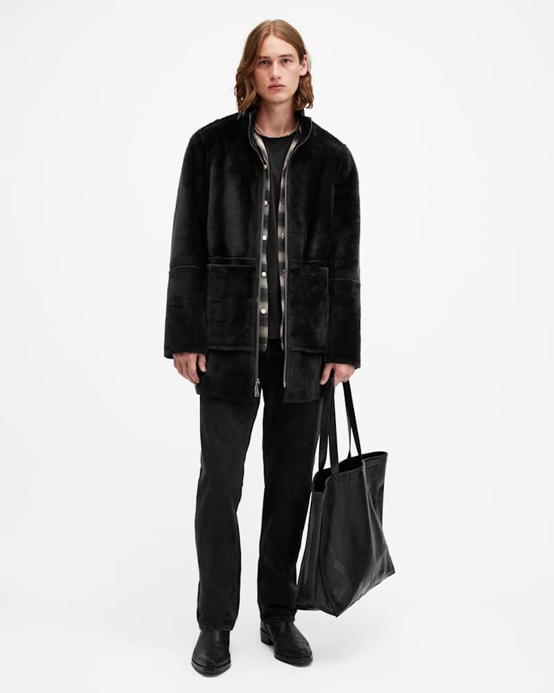 Stride Funnel Neck Shearling Coat